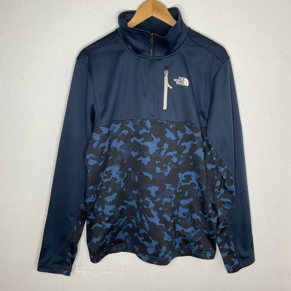 THE NORTH FACE Men’s Blue Camo Full Zip Jacket Sweater Size M Outdoor Activewear - Picture 1 of 8
